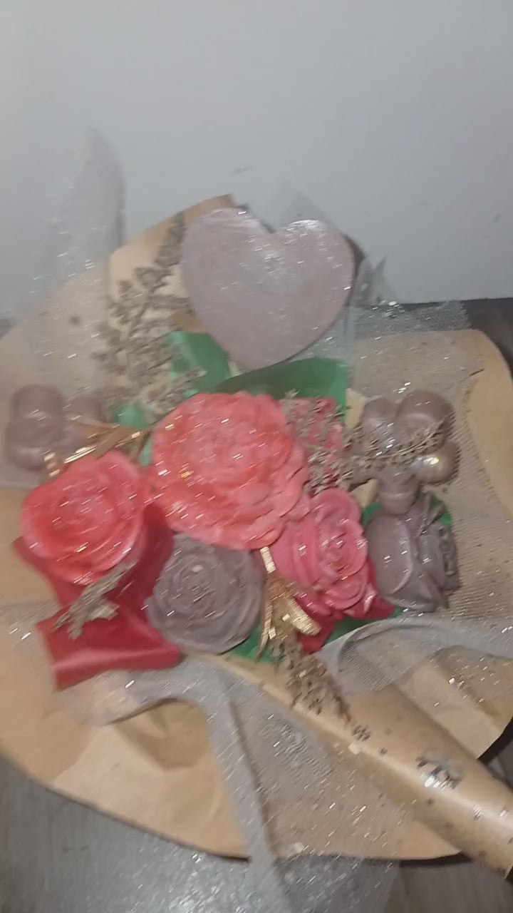 Bouquet de Noël  Création Artisanale et Féérique fondants /5 Fleurs 3 Noël