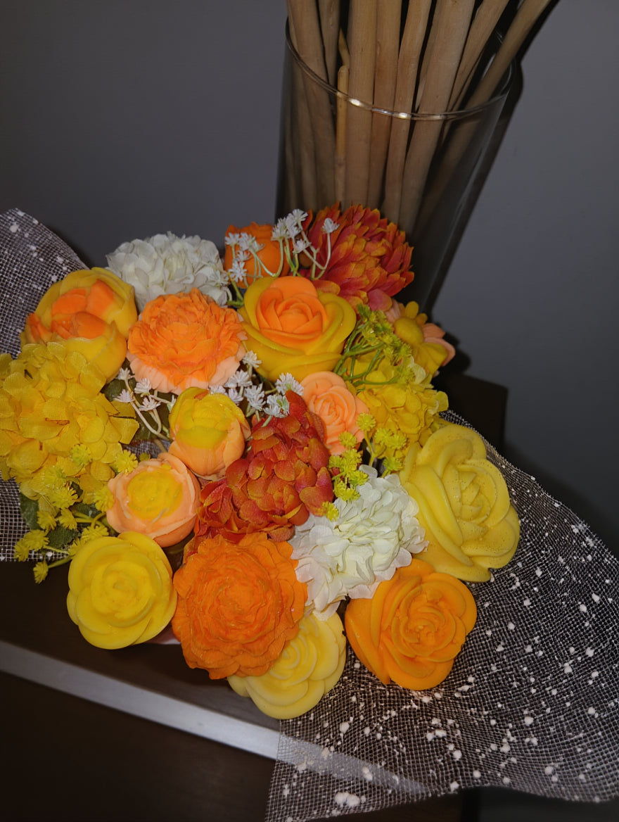 Bouquet 💐 de cire de soja 100% personnalisé 15 fondants