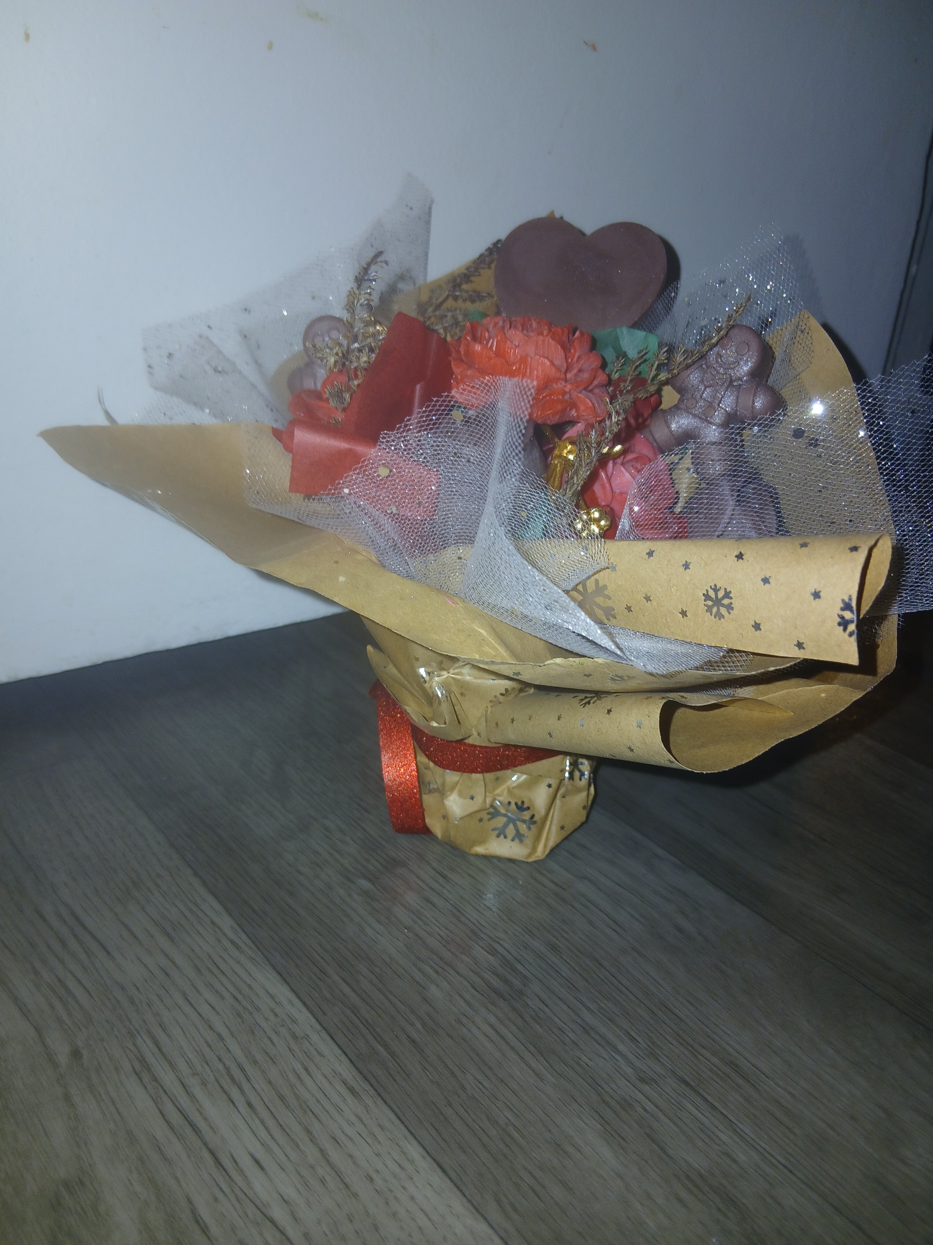 Bouquet de Noël  Création Artisanale et Féérique fondants /5 Fleurs 3 Noël