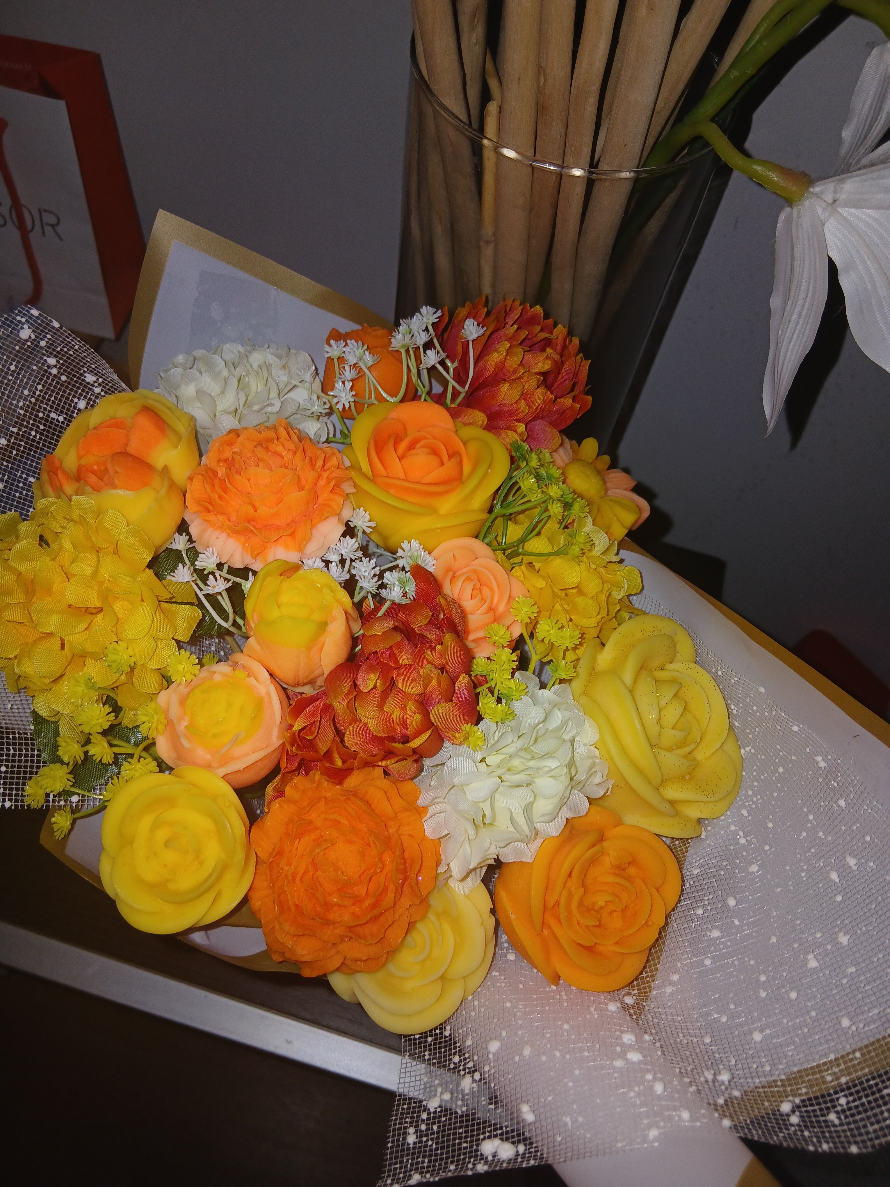 Bouquet 💐 de cire de soja 100% personnalisé 15 fondants